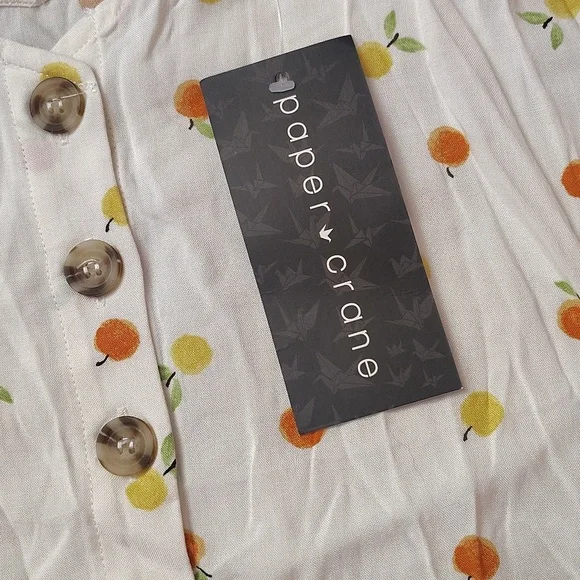 Paper Crane White Camisole with Orange and Green Accents - Picture 4 of 11